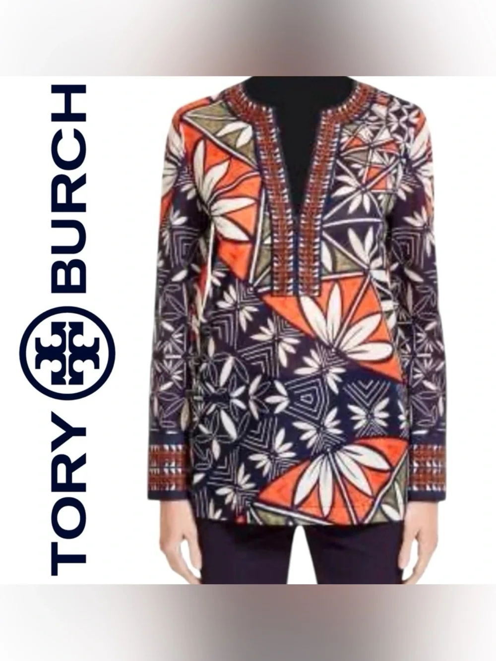 Tory Burch 100% Cotton, Pottery Placed Tunic Top